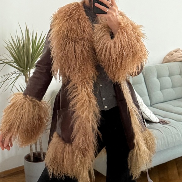 Vintage Afghan Real Mongolian Fur & Real Leather. Charlotte Simone Style - Picture 6 of 9